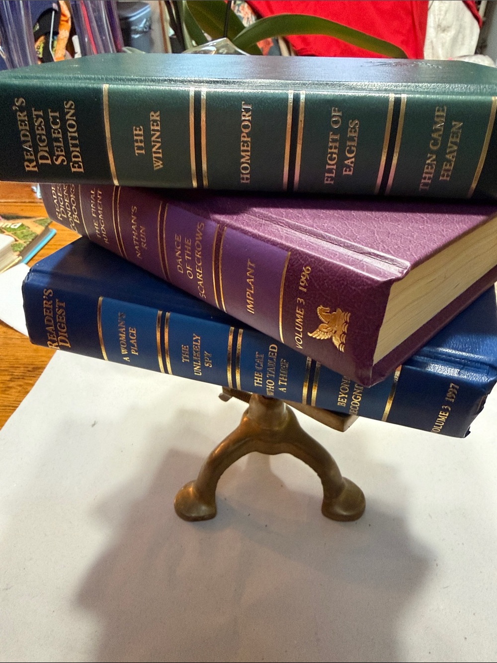 Vintage Reader’s Digest Condensed Books for staging. Green, blue and purple.